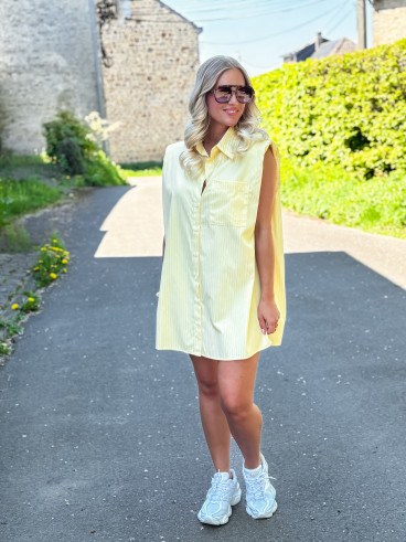 Chemise longue lignée Manuella - Jaune