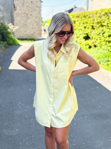 Chemise longue lignée Manuella - Jaune