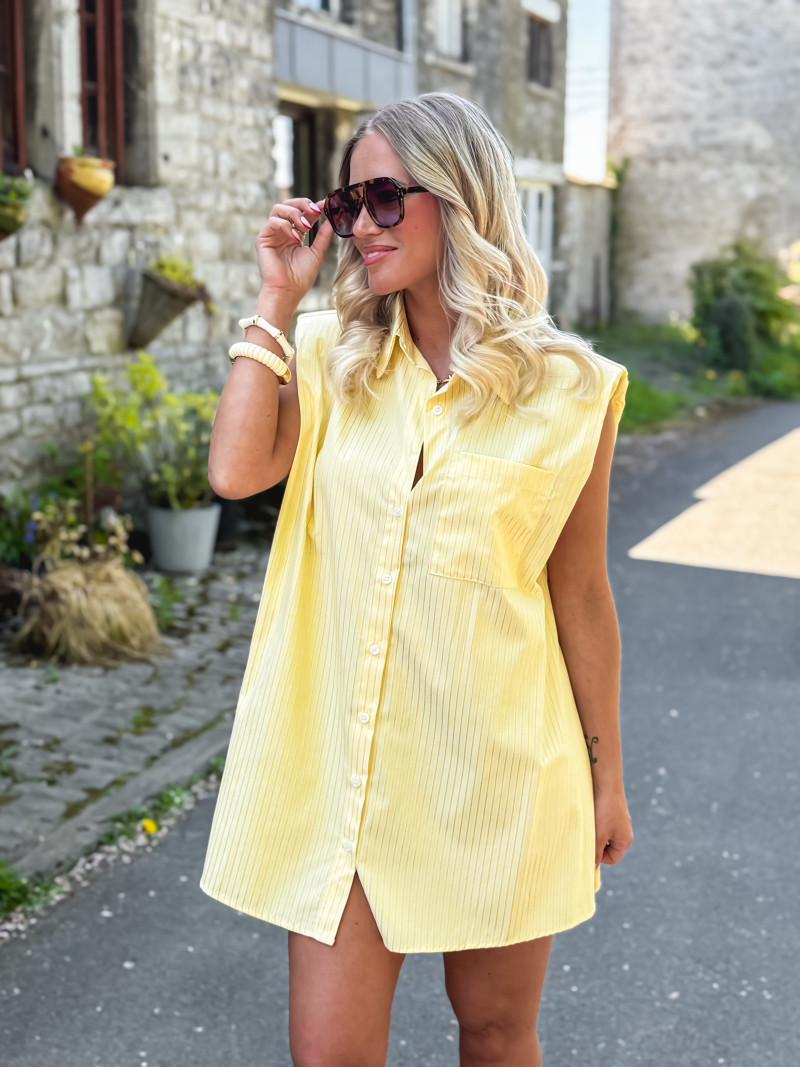 Chemise longue lignée Manuella - Jaune