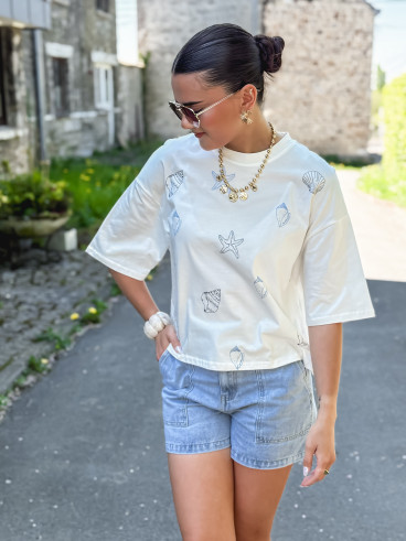 Short en jeans Estela - Bleu