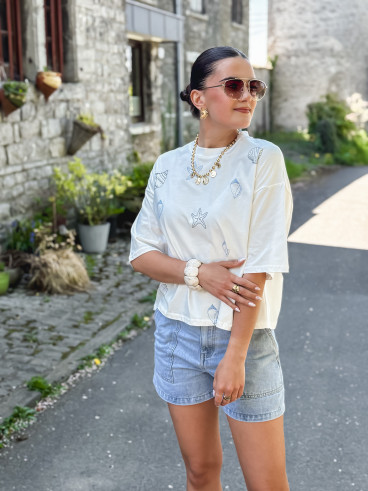 Short en jeans Estela - Bleu