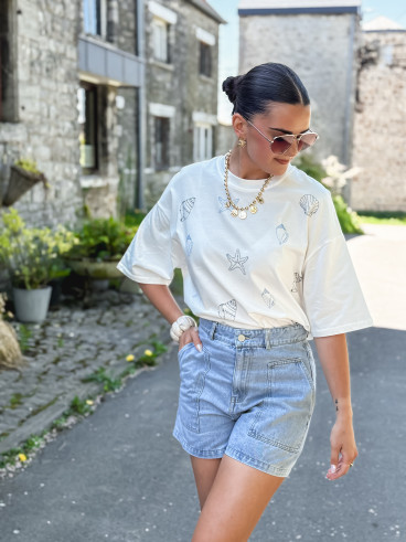 Short en jeans Estela - Bleu
