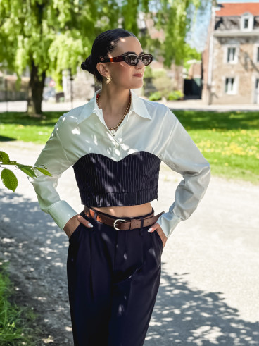 Cop chemise Annabelle - BLanc/Bleu marine