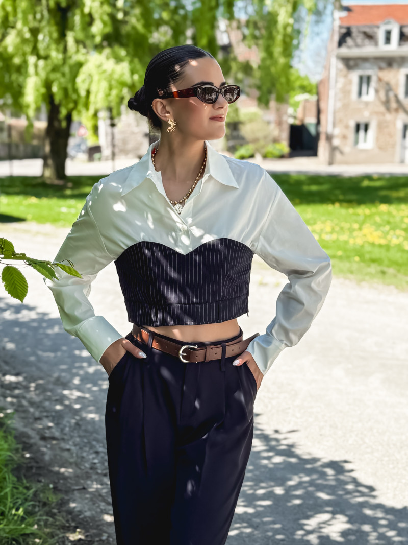 Cop chemise Annabelle - BLanc/Bleu marine