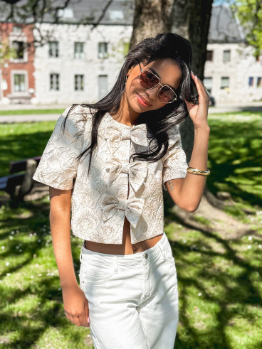 Blouse à fleurs Dynastie - Beige