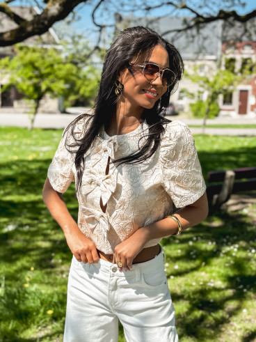 Blouse à fleurs Dynastie - Beige