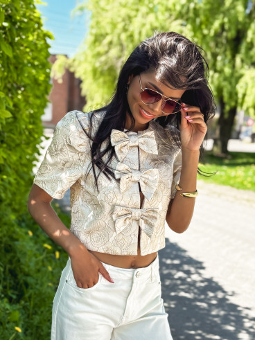 Blouse à fleurs Dynastie - Beige