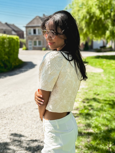 Blouse à fleurs Dynastie - Beige