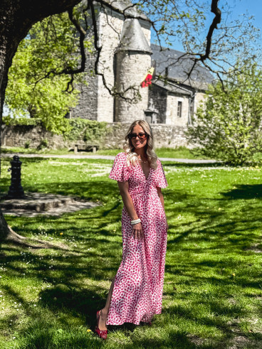 Robe longue à fleurs Mariette - Rose