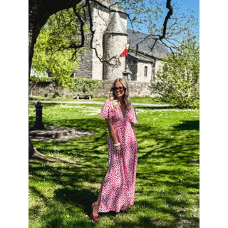 Robe longue à fleurs Mariette - Rose