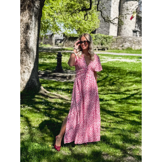 Robe longue à fleurs Mariette - Rose