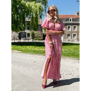 Robe longue à fleurs Mariette - Rose