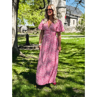 Robe longue à fleurs Mariette - Rose