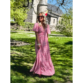 Robe longue à fleurs Mariette - Rose