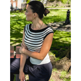 Pull sans manches Nori - Blanc/Bleu marine