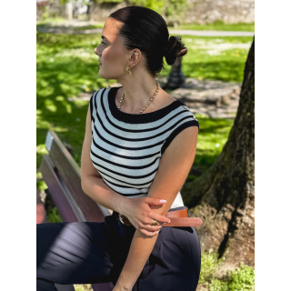Pull sans manches Nori - Blanc/Bleu marine