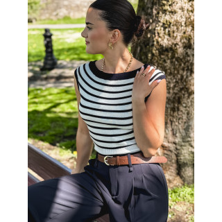 Pull sans manches Nori - Blanc/Bleu marine