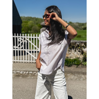 Chemise lignée Saria - Beige/Blanc