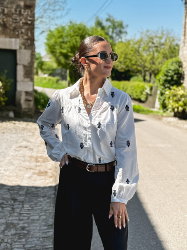 Chemise Ludovica - Blanc/Bleu marine
