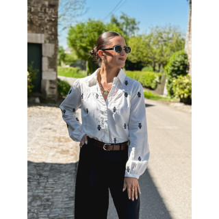 Chemise Ludovica - Blanc/Bleu marine