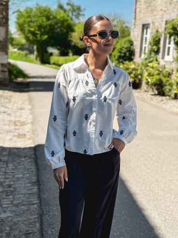 Chemise Ludovica - Blanc/Bleu marine
