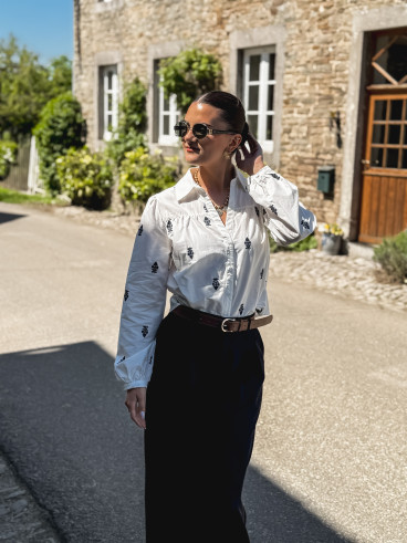 Chemise Ludovica - Blanc/Bleu marine