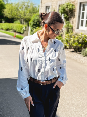 Chemise Ludovica - Blanc/Bleu marine