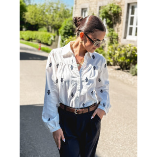 Chemise Ludovica - Blanc/Bleu marine