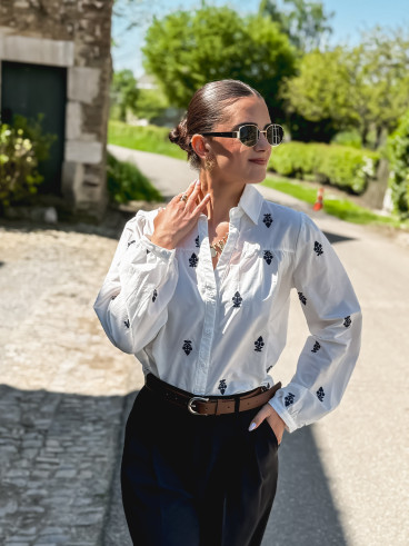Chemise Ludovica - Blanc/Bleu marine