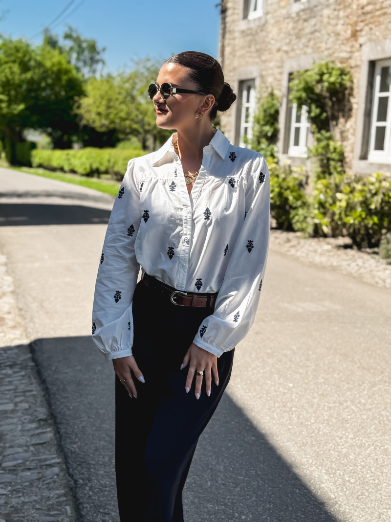 Chemise Ludovica - Blanc/Bleu marine