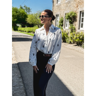 Chemise Ludovica - Blanc/Bleu marine