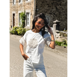 T-shirt Yolline - Blanc/Beige