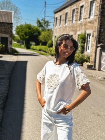 T-shirt Yolline - Blanc/Beige