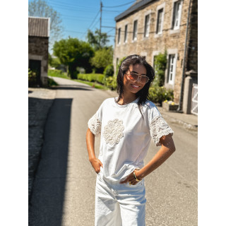 T-shirt Yolline - Blanc/Beige