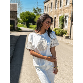 T-shirt Yolline - Blanc/Beige