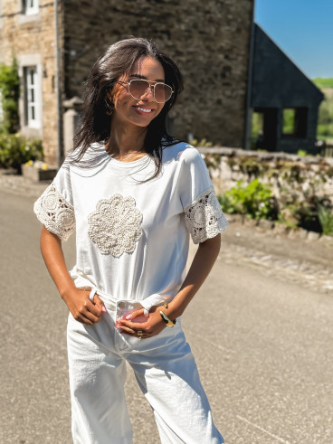 T-shirt Yolline - Blanc/Beige