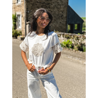 T-shirt Yolline - Blanc/Beige