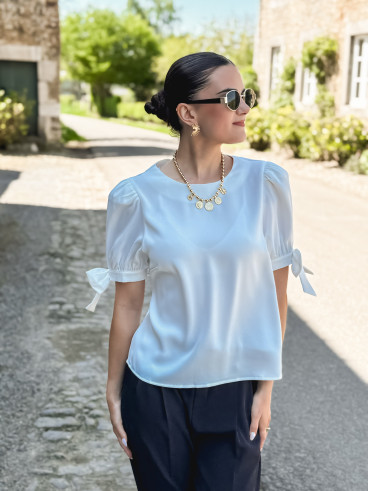 Blouse manches courtes Valda - Blanc