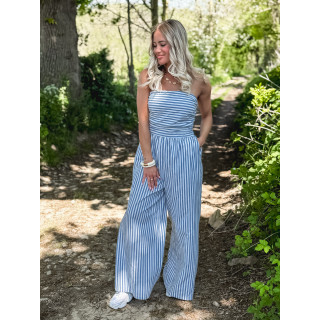 Combinaison pantalon lignée Stacie - Bleu