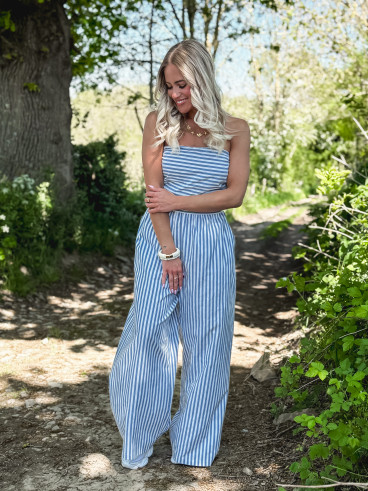 Combinaison pantalon lignée Stacie - Bleu