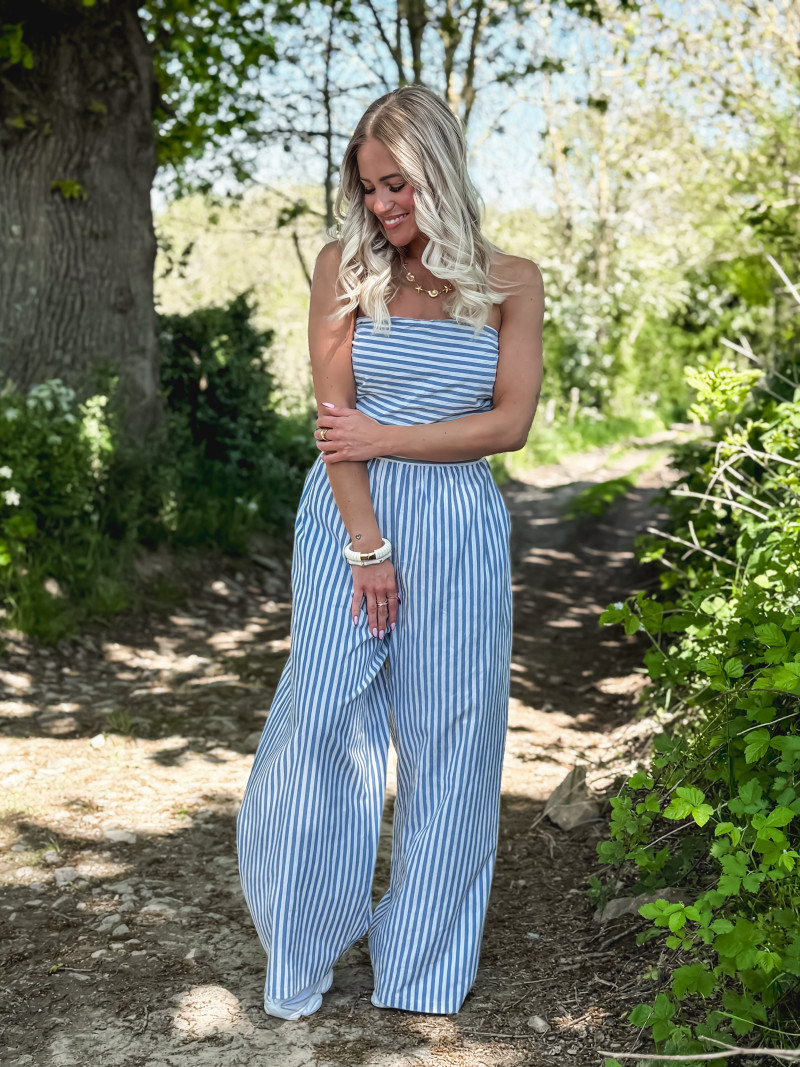 Combinaison pantalon lignée Stacie - Bleu