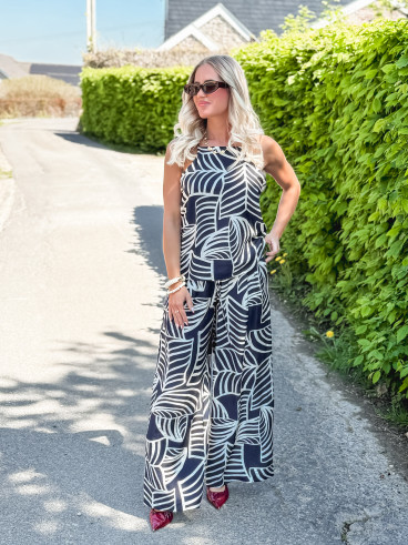 Pantalon à motifs Manon - Bleu marine