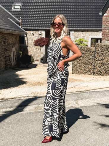 Pantalon à motifs Manon - Bleu marine