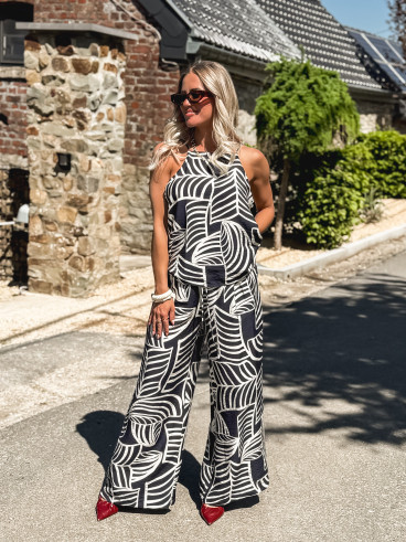 Pantalon à motifs Manon - Bleu marine