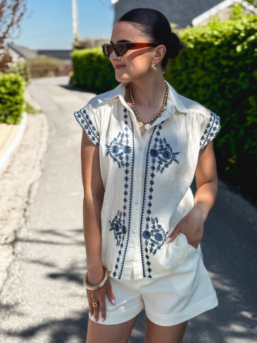 Chemise sans manches Lisette - Crème