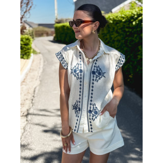 Chemise sans manches Lisette - Crème
