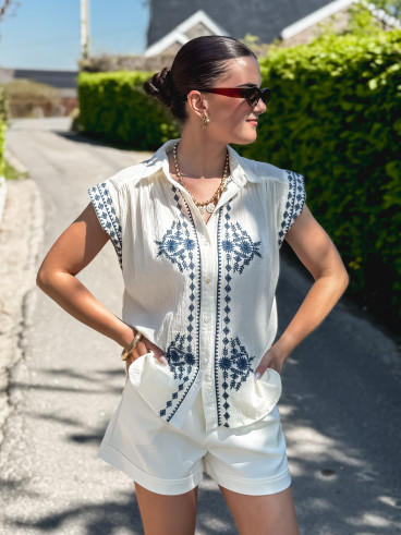 Chemise sans manches Lisette - Crème