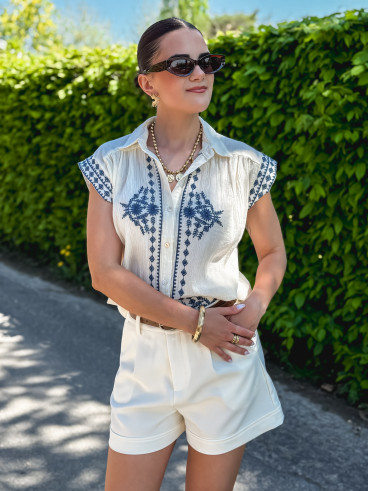 Chemise sans manches Lisette - Crème