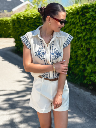 Chemise sans manches Lisette - Crème