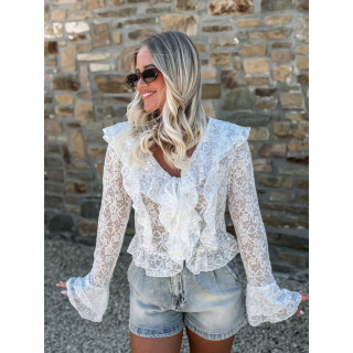Blouse en dentelle Armance - Blanc